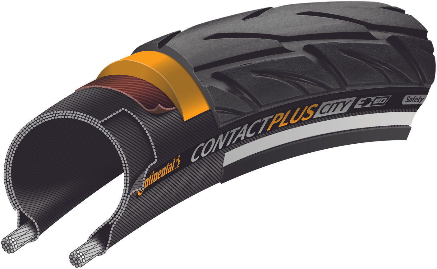 Continental Contact Plus City Drahtreifen 26x1.75" E-50 Reflex schwarz