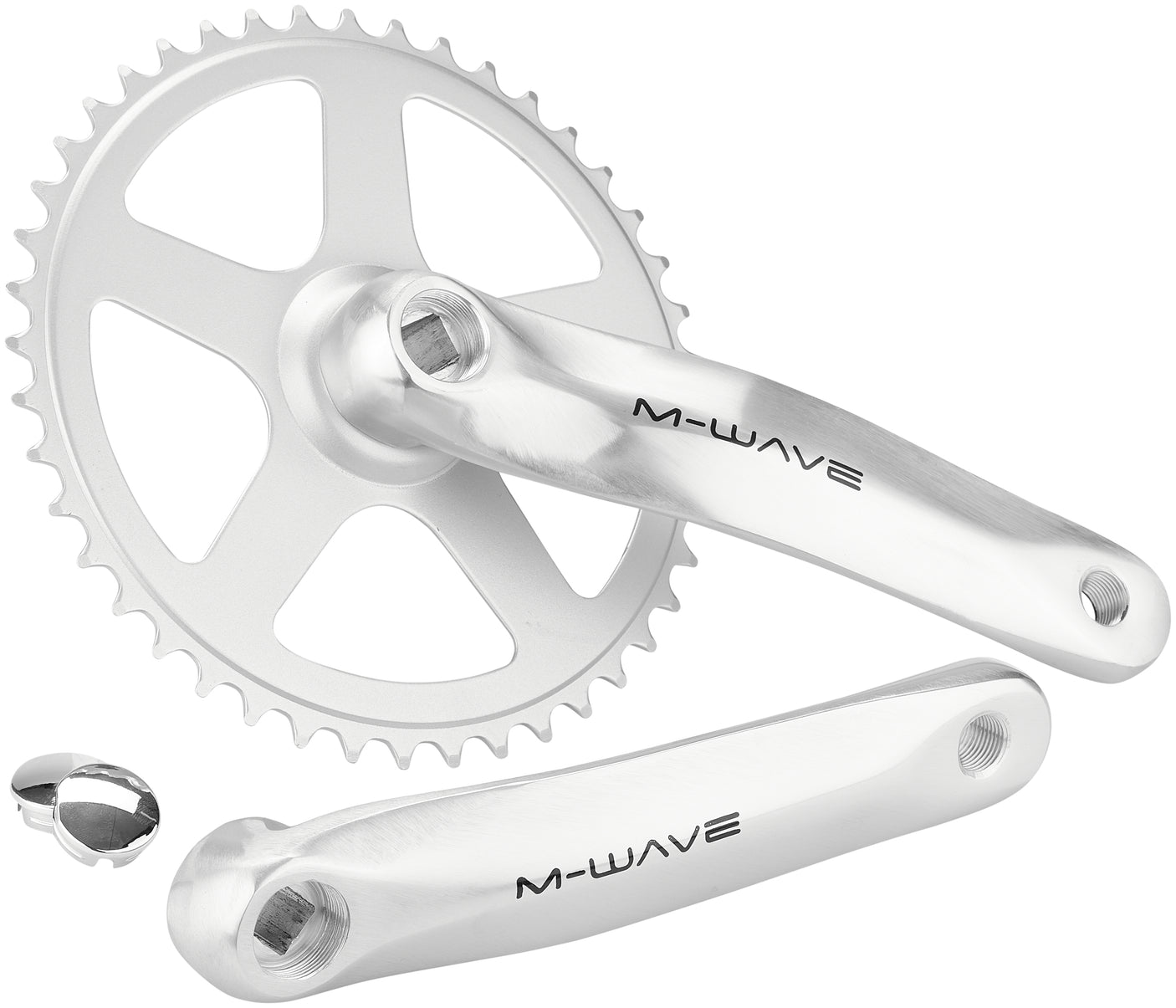 M-Wave Kurbelgarnitur 1-fach 44 Zähne Aluminium/Stahl silber