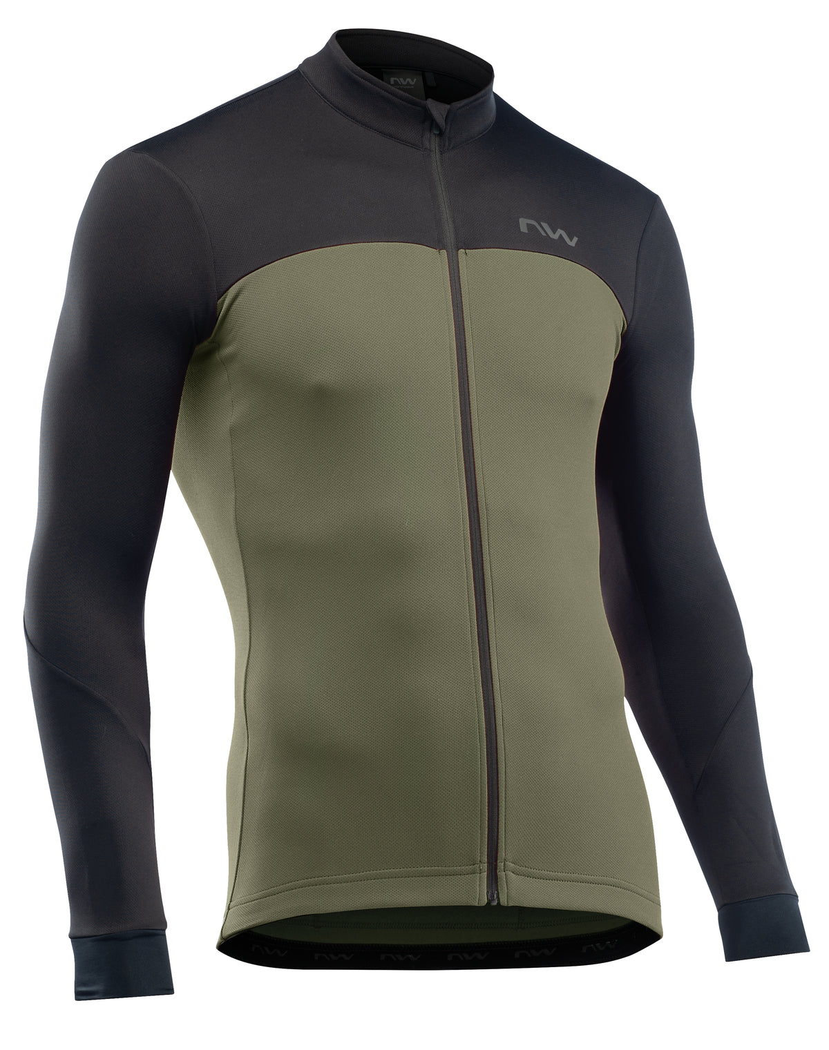 Northwave Force 2 Jersey LS Full Zip Black/Forest Green