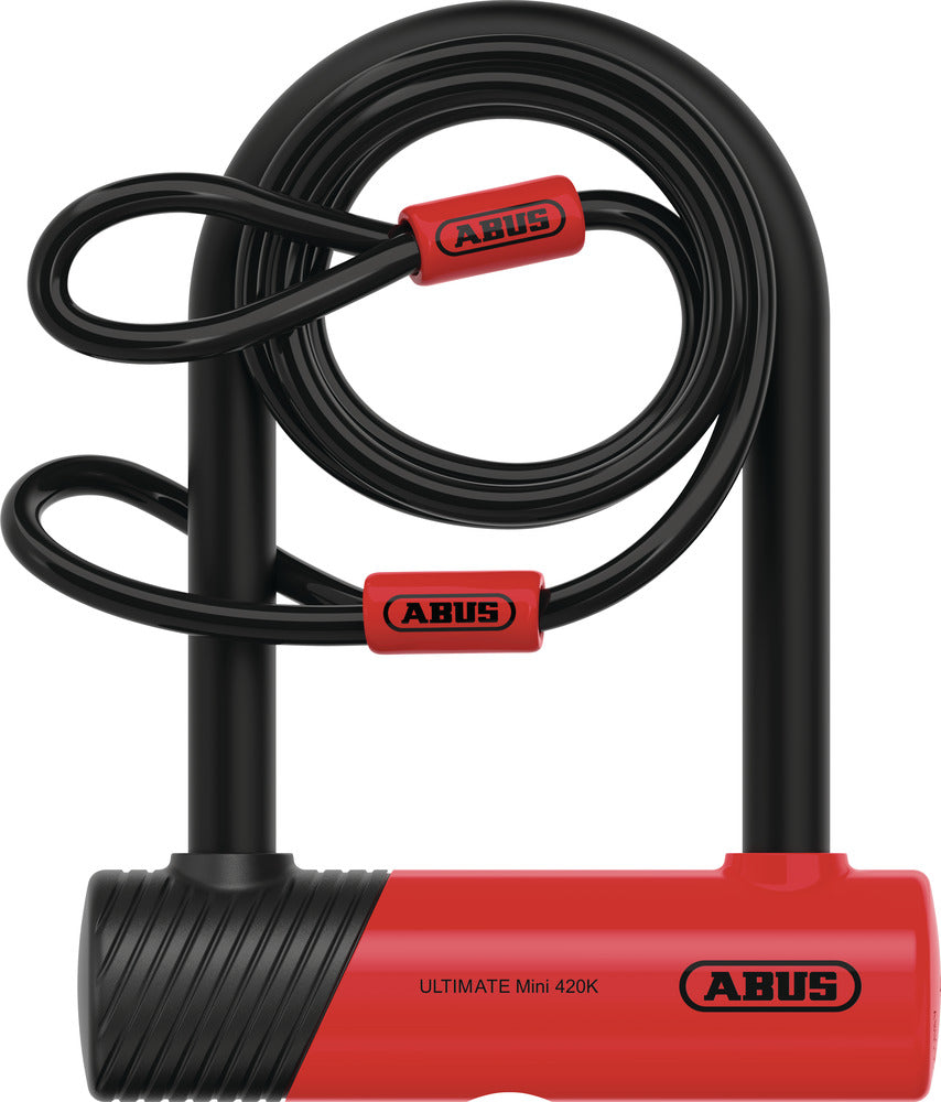 ABUS 420K/150HB140 Ultimate Mini Bügelschloss + Cobra 10/120 rot