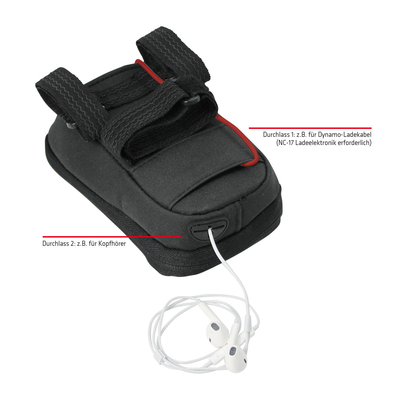 NC-17 Connect Smartphone Tasche für Vorbau, Klettverschluss schwarz uni