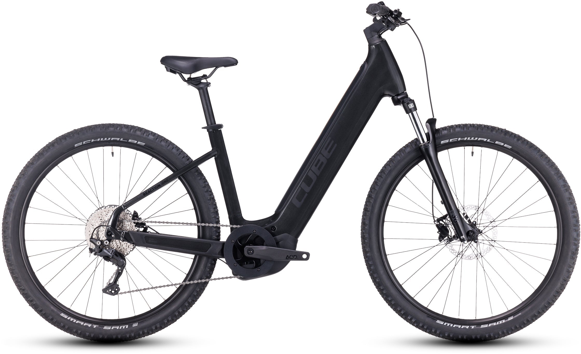 VTT électrique semi-rigide Cube reaction hybrid one 500 grey´n´black easy entry grande autonomie batterie vélo