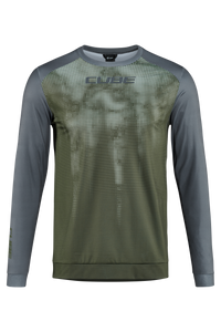 CUBE ATX Rundhalstrikot TM langarm olive´n´grey Herren – aktuelle Variante