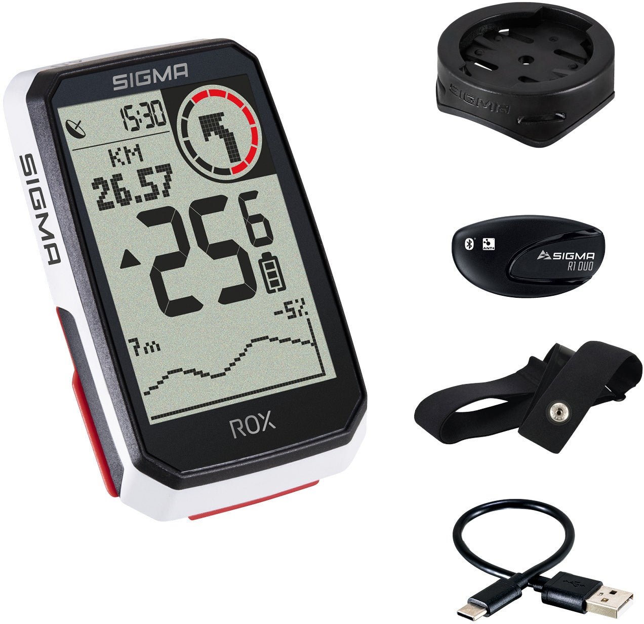 fahrradcomputer mit pulsgurt Sigma ROX 4.0 Fahrradcomputer Set inkl. Vorbauhalterung + Pulsgurt wei