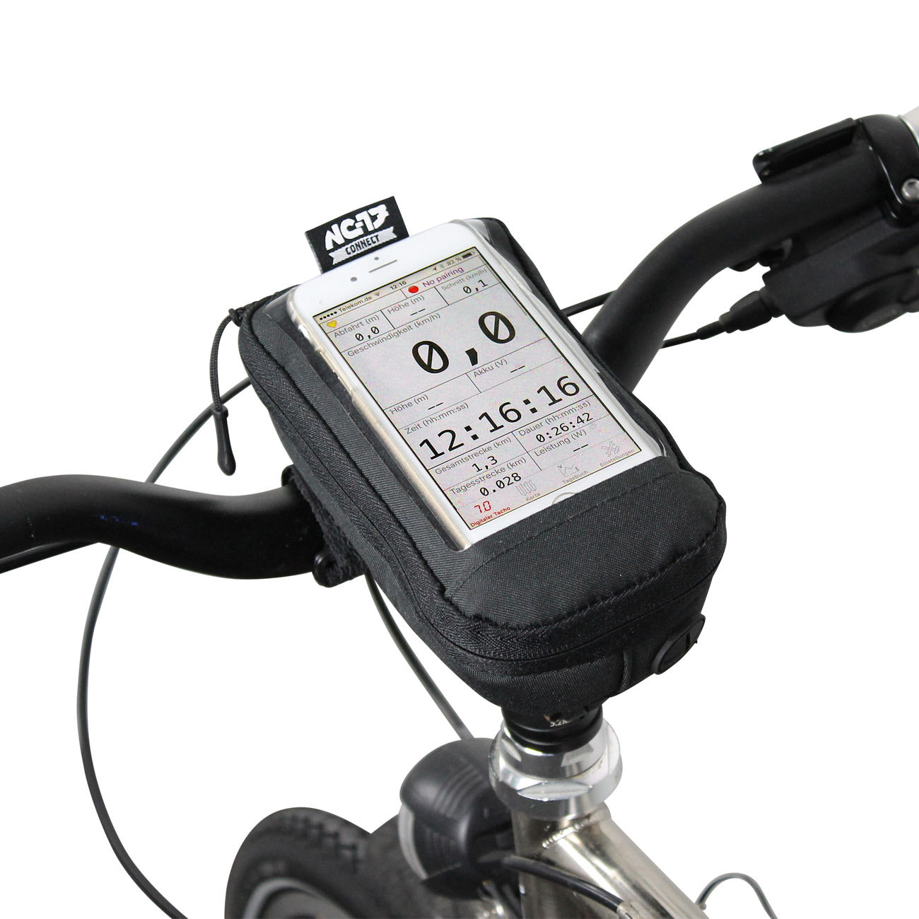 NC-17 Connect Smartphone Tasche für Vorbau, Klettverschluss schwarz uni